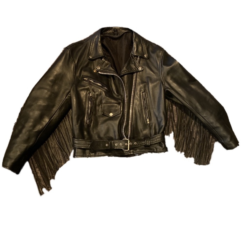 Vintage 80s Leather Fringe Motorcycle Jacket